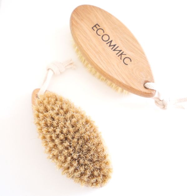 Щетка натуральная массажная маленькая без ручки щетина дикого кабана ( лимфодренажная щетка) ECOмикс