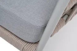 "Диего" кресло плетеное из роупа, каркас алюминий светло-серый (RAL7035) муар, роуп бежевый круглый, ткань светло-серая