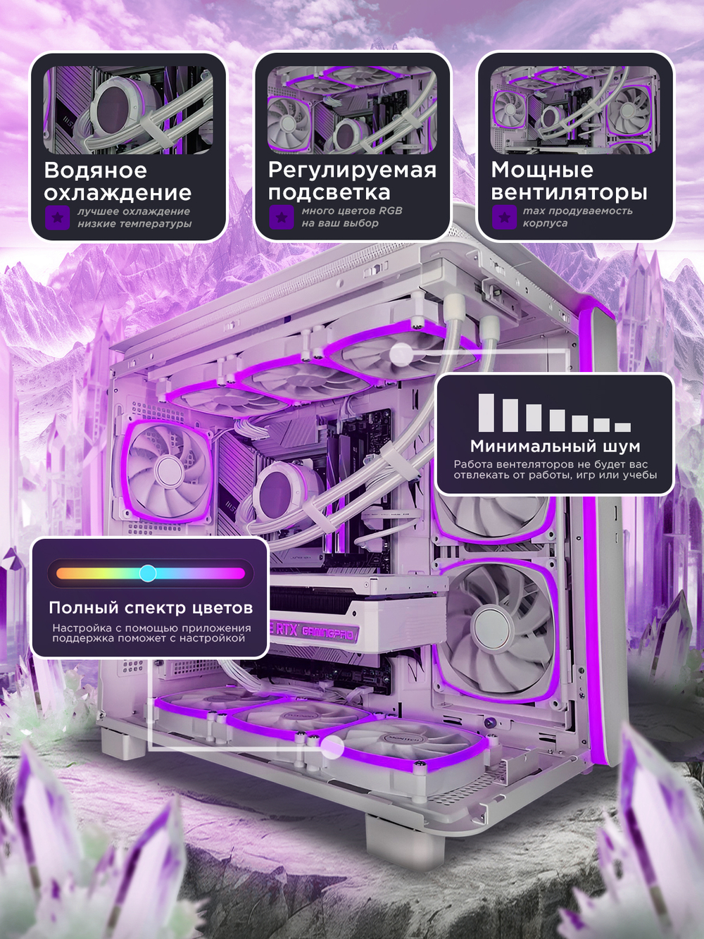 Мощный компьютер (системный блок) Intel 14400f 10ядер /RTX4060 / 32GB/ SSD 1500 Gb/750W/Win 10 PRO