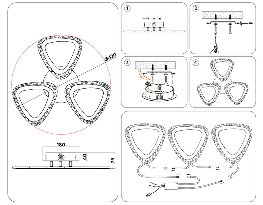 Ambrella Потолочный светодиодный светильник с пультом Original FA4508