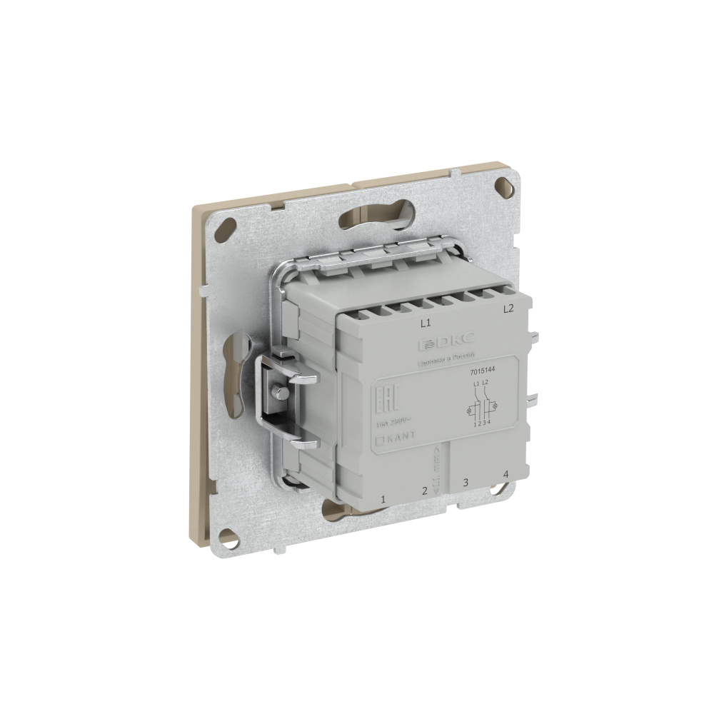 Переключатель двухклавишный с подсветкой, KANT, ванильный марципан