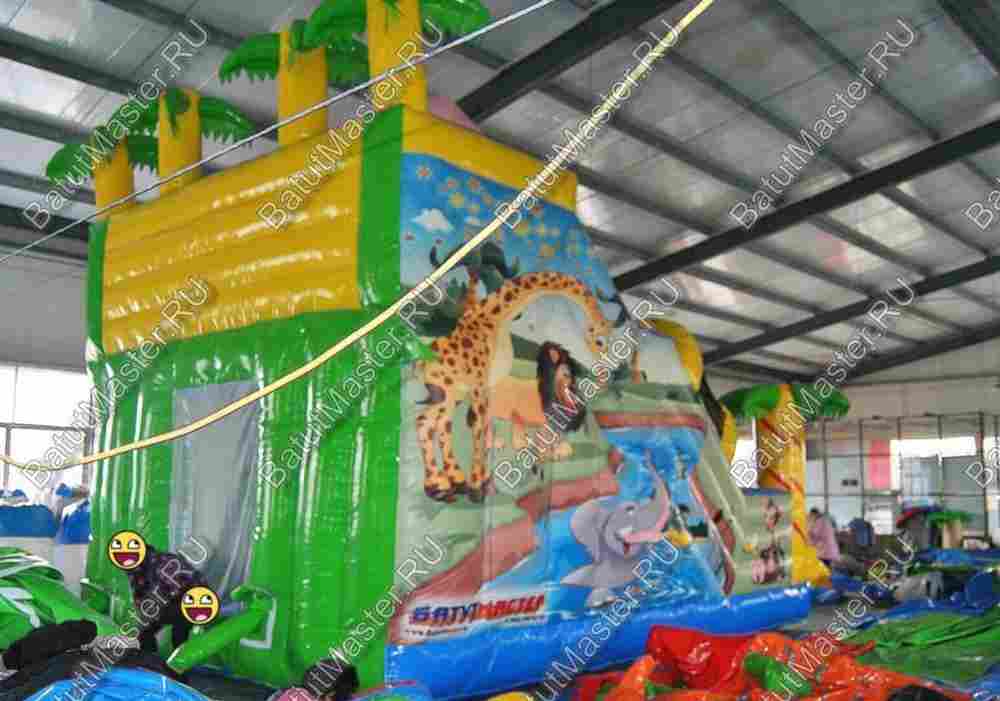 Детский надувной батут-горка "Задорный слонёнок"