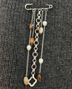 Брошь-булавка. Агат, Жемчуг