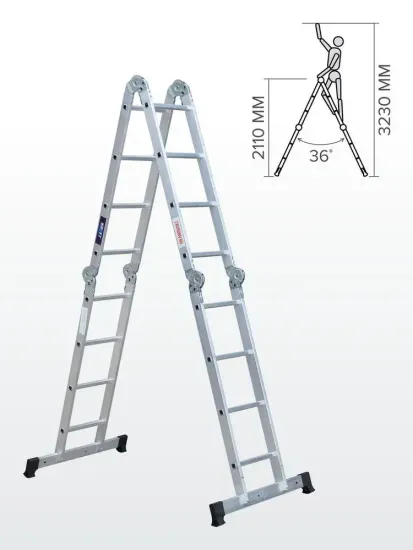 Лестница-трансформер "KROFT" 4х4 алюминиевая