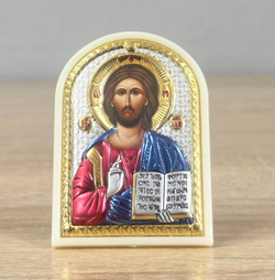 Спаситель, икона арочная, пластик белый, эмаль 48x68