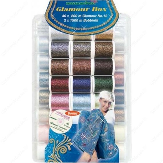 Набор ниток Glamour №12 (40 Glamour*2х1,500м Bobbinfil* CD 42 designs)