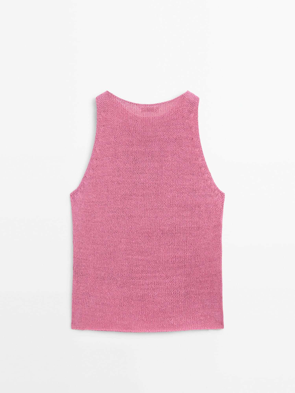 Massimo Dutti Вязаный топ с круглым вырезом, розовый