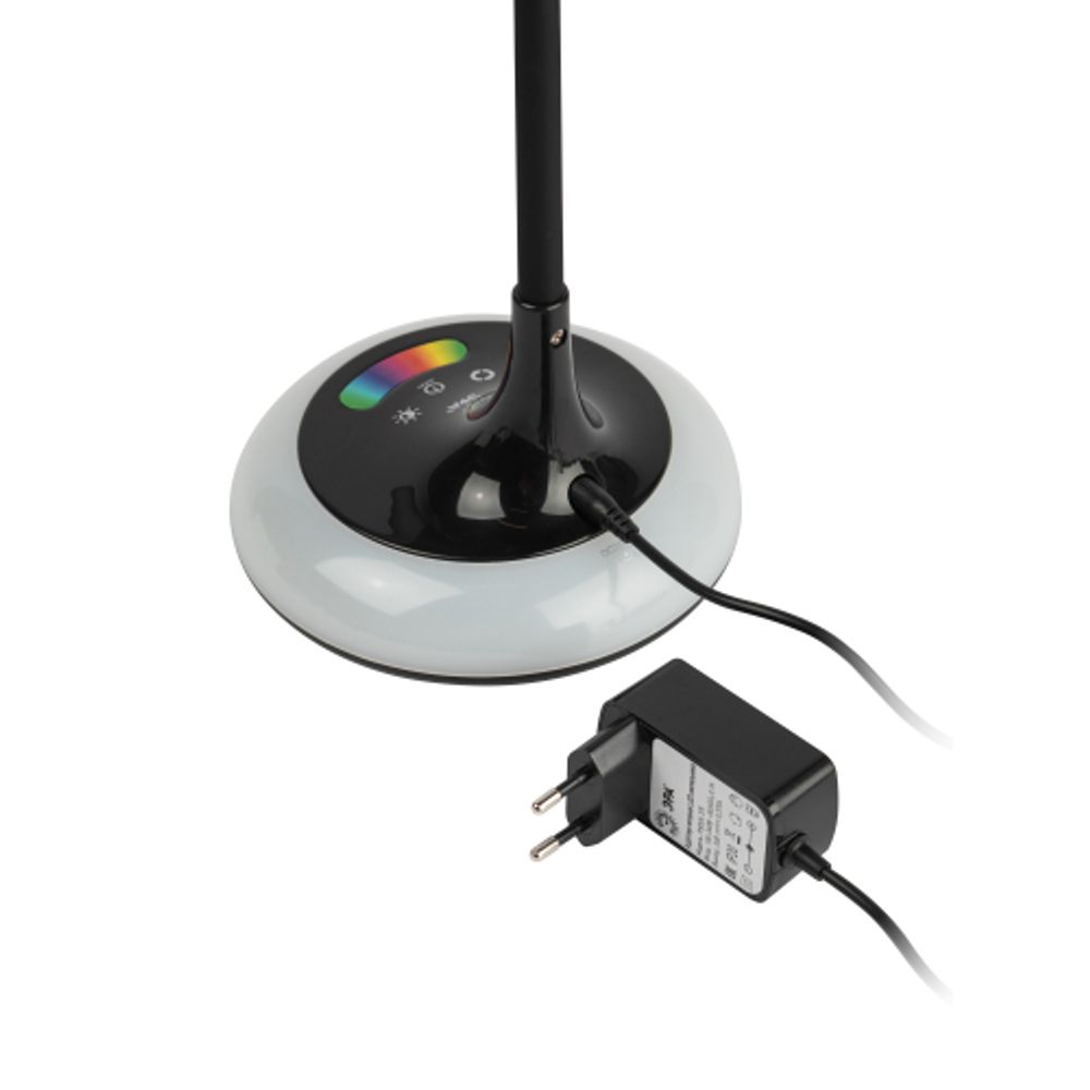 Настольный светильник ЭРА NLED-481-10W-BK светодиодный с RGB ночником черный | Светодиодные настольные лампы