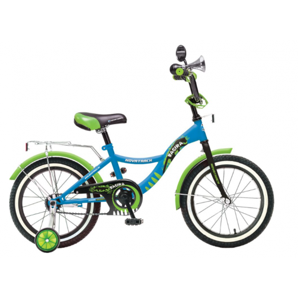 Велосипед NOVATRACK 16",S, Багира, синий,тормоз ножной,крылья и багажник хромир., гудок, зеркало.цве