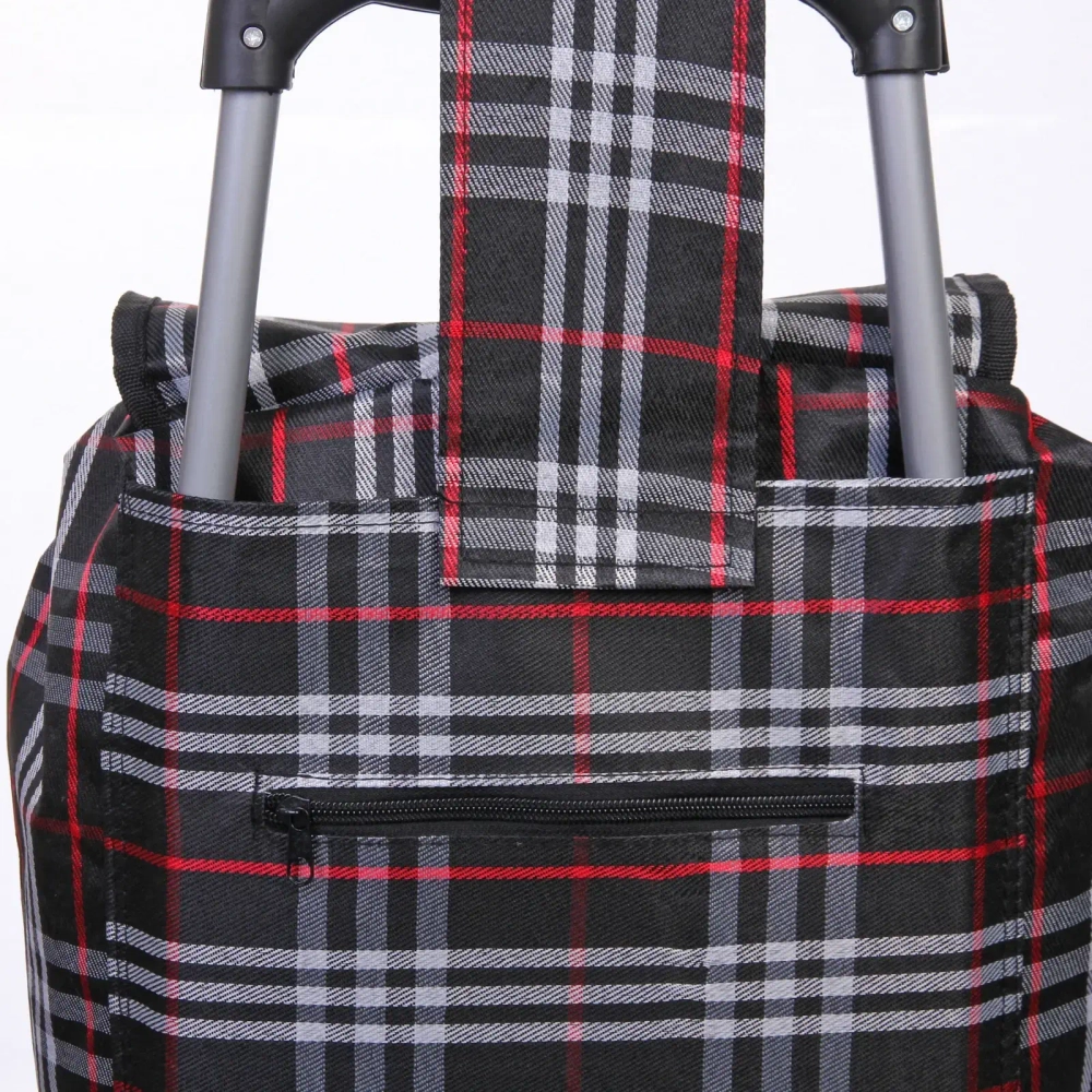 Тележка хозяйственная с сумкой (88*34*30см, колеса 16 см,грузоподъемность до 30 кг) клетчатая DC-306