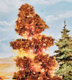 AMB-01/33 Картина «Хозяин леса» (с янтарной крошкой) пласт.рамка 33х42см