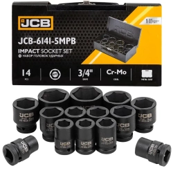Набор головок ударных 3/4''14пр. (6гр.) (17,19,21,22,24,27,30,32,34,35,36,41,46,50) в кейсе JCB JCB-6141-5MPB