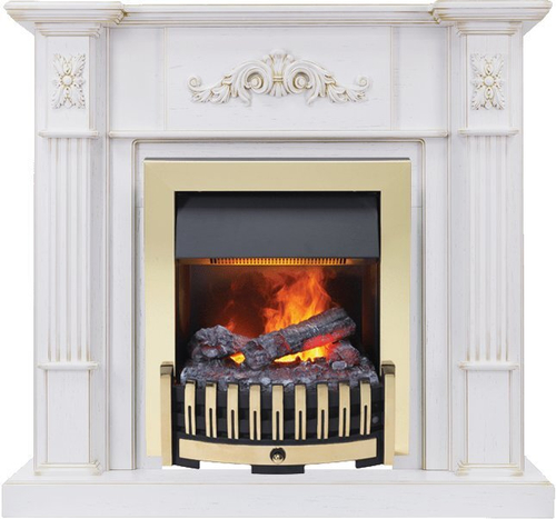 Каминокомплект Martin - Белый дуб, патина золото с очагом Danville Brass FB2