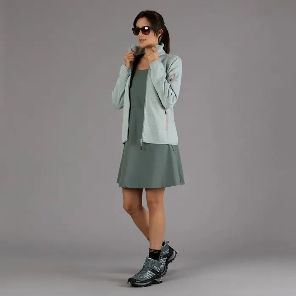 Толстовка флисовая CMP Women's Fleece Knit Tech 3H14746 Jacket, артикул 3H14746, цвет JADE-BIANCO (07ER)