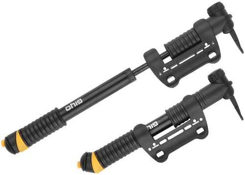 Насос GIYO ручной, под ниппель AV/FV, двухходовый, max 100 psi/7 bar, 24см, алюминий/пластик, черный