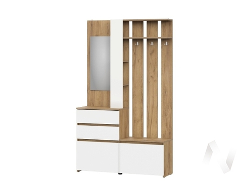 Вешалка с зеркалом МС Некст 1 (дуб золотой/белый)