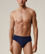 Мужские трусы слипы классика Atlantic, набор 3 шт., хлопок, кобальтовые + деним + темно-голубые, 3MP-202