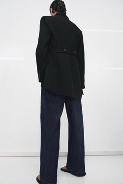 ZARA АСИММЕТРИЧНЫЙ БЛЕЙЗЕР — ZW COLLECTION, ЧЕРНЫЙ