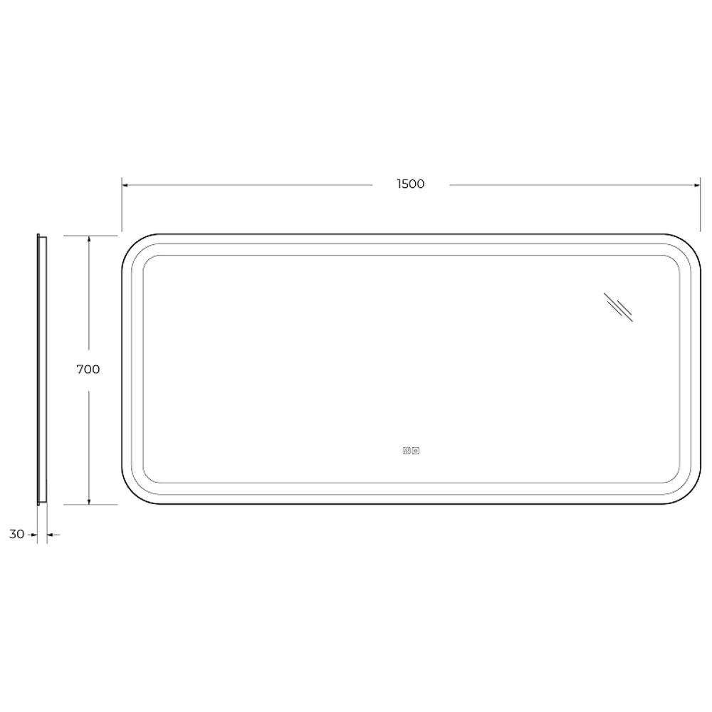 Зеркало Cezares Stylus 150 CZR-SPC-STYLUS-1500-700-TCH-WARM с подсветкой с сенсорным выключателем и подогревом
