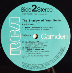 Винтажная виниловая пластинка LP Perry Como The Shadow Of Your Smile (Japan 1972) (No Obi)