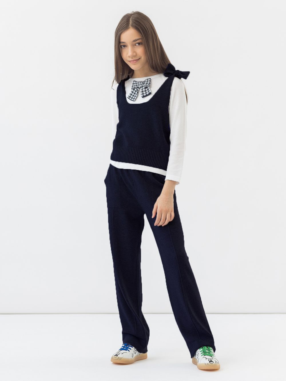 Брюки темно-синие для девочки арт. АТ691