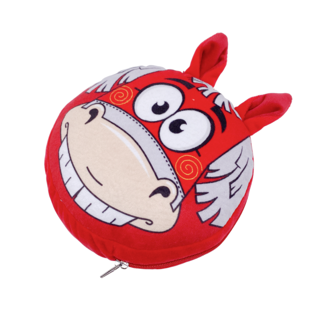 Мягка игрушка - подушка с маской для сна символ года конь "Слиппи Огненный" h 15 см