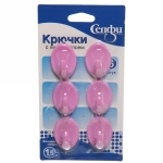 Крючки пластиковые в наборе 6шт на липкой основе «ИДЕЯДОМА», форма овал, цвет лиловый, нагрузка 1,5кг