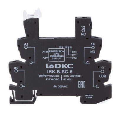 Колодка ультратонкая для реле серии RIS, вх. напр. 230V AC/DC, винт. клеммы