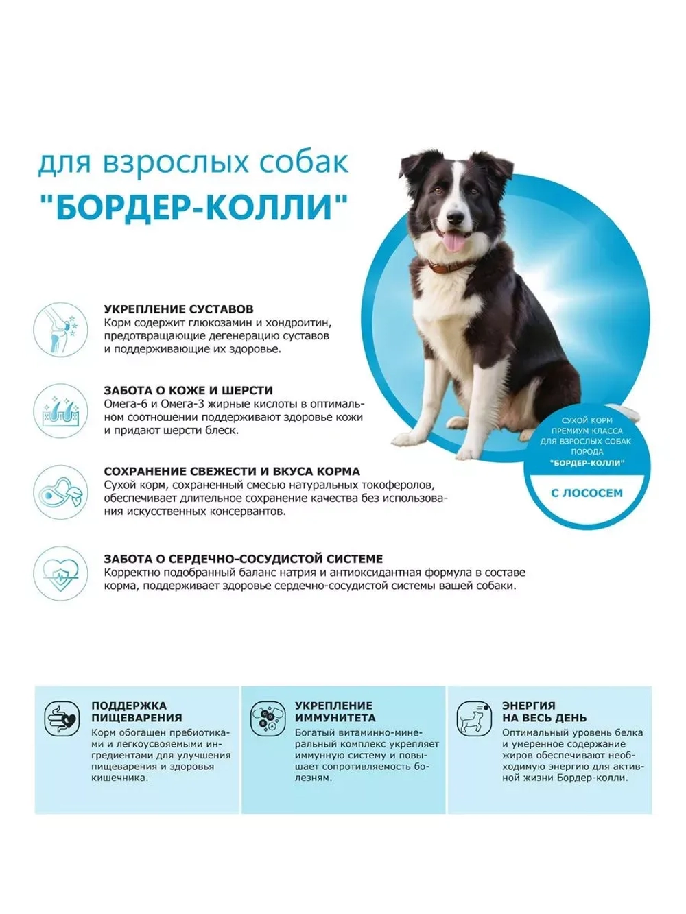 Сухой корм для собак породы Бордер-колли, с лососем, 12 кг