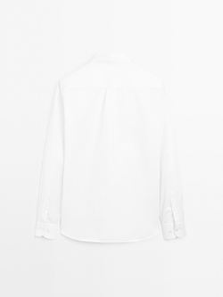 Massimo Dutti РУБАШКА КЛАССИЧЕСКОГО КРОЯ ИЗ 100% ХЛОПКА, БЕЛЫЙ
