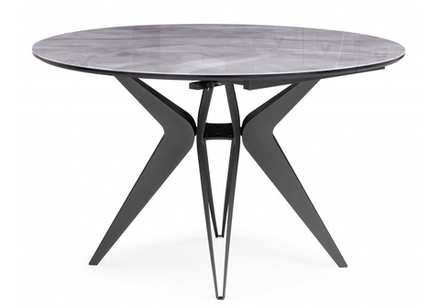 Стол стеклянный Woodville Рикла 120(160) серый мрамор, черный