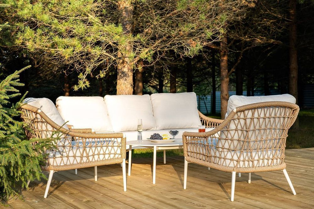 "Венеция" лаунж-зона из искусственного ротанга, цвет соломенный