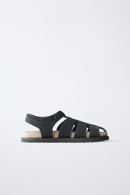 ZARA КОЖАНЫЕ САНДАЛИИ, МОРСКОЙ СИНИЙ