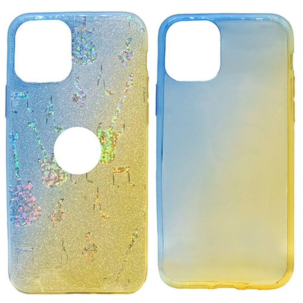 Чехол Case Rainbow на iPhone 11Pro (блестки и стразы) Ombre music