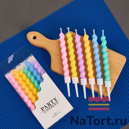Набор свечей для торта «Спираль» (цветные, 10 см) 6 шт