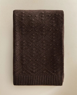 Zara Home - Шерстяной плед, коричневый, 140x190 см