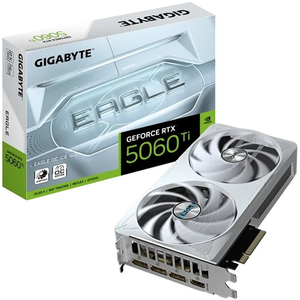 Видеокарта GIGABYTE GeForce RTX 5060 Ti EAGLE OC ICE 16GB (GV-N506TEAGLEOC ICE-16GD)