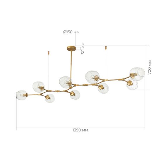 SLE154823-09 Светильник подвесной Золотистый/Прозрачный E27 9*40W RAMETTO