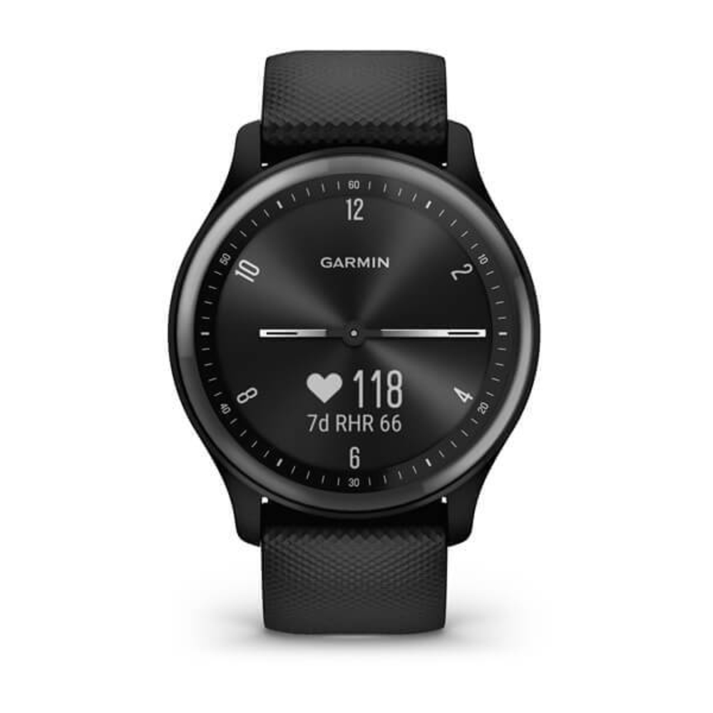 Смарт часы Garmin vivomove Sport черный, серый безель, с силиконовым ремешком