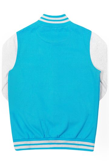 Куртка бомбер голубой со светло-серыми рукавами