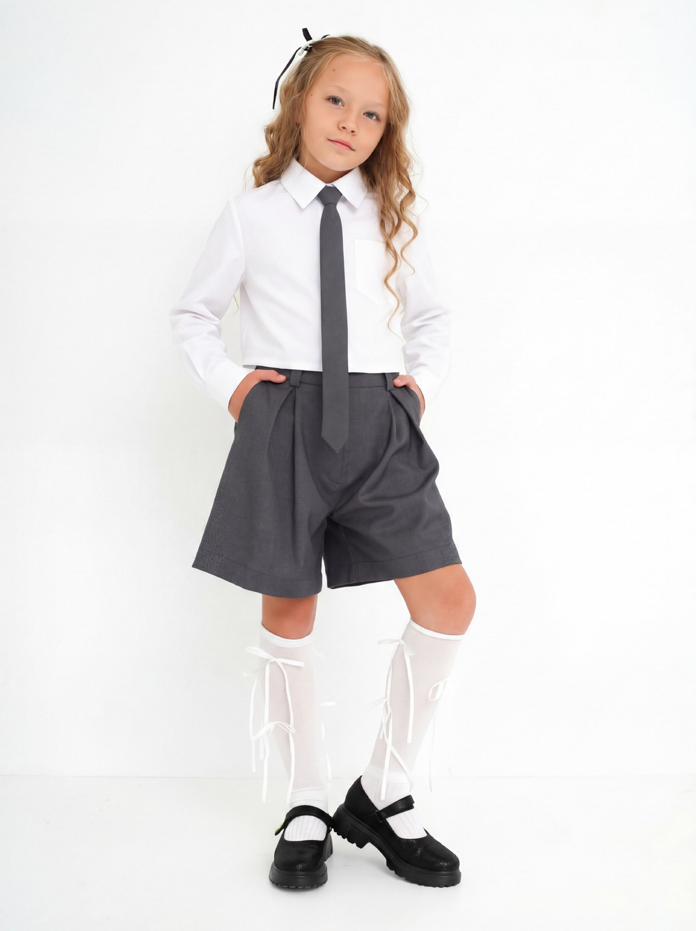 Рубашка укороченная, белая