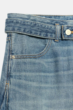 ZARA ДЖИНСЫ TRF СО СРЕДНЕЙ ПОСАДКОЙ И ПОЯСОМ, СИНИЙ