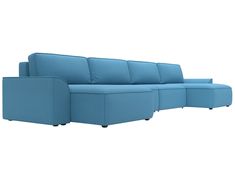 Диван П-образный Лига-048 НПБ лонг, Амур 10 голубой, Рогожка, 128342