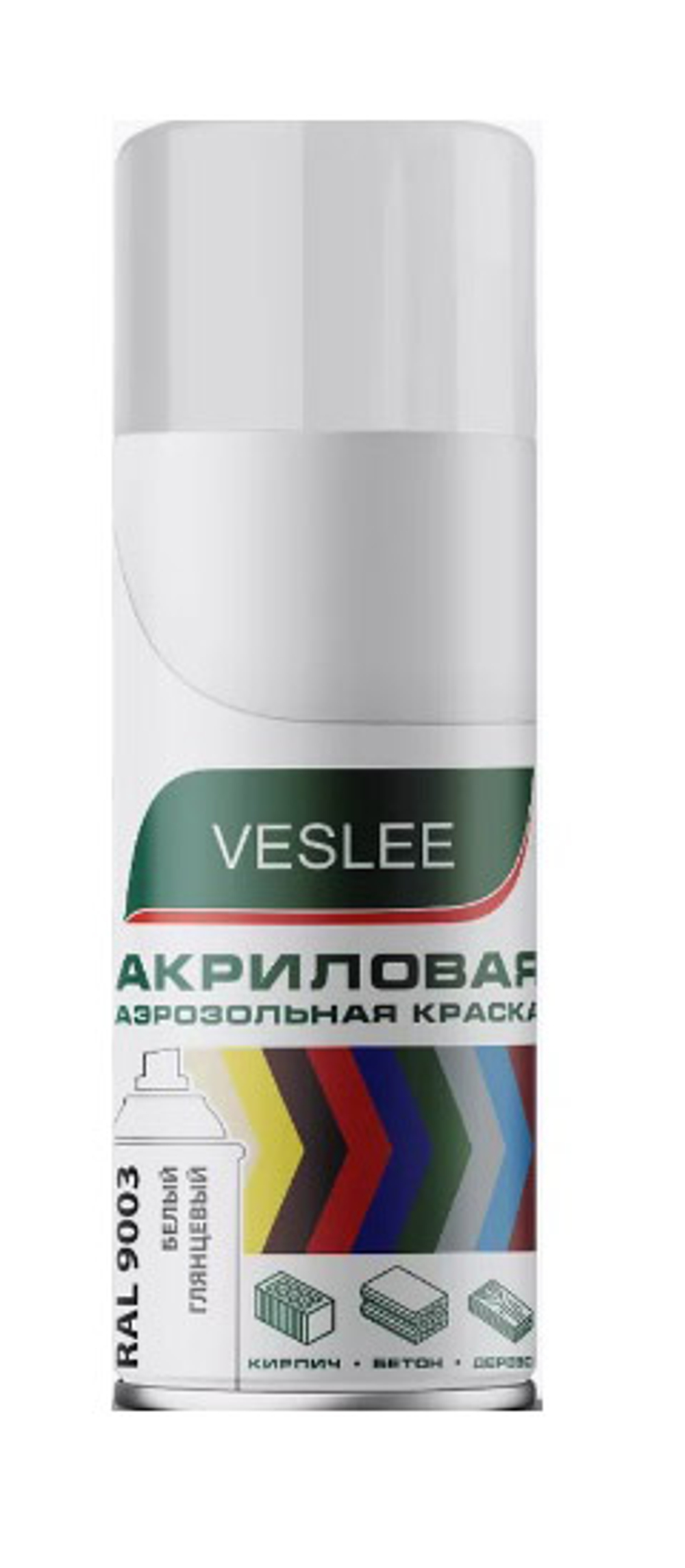 Краска-спрей акриловая глянцевая белая Veslee RAL9003 (520 мл)
