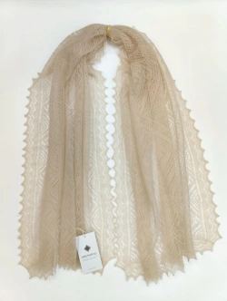 Оренбургский пуховый палантин А14060-31 светло-бежевый