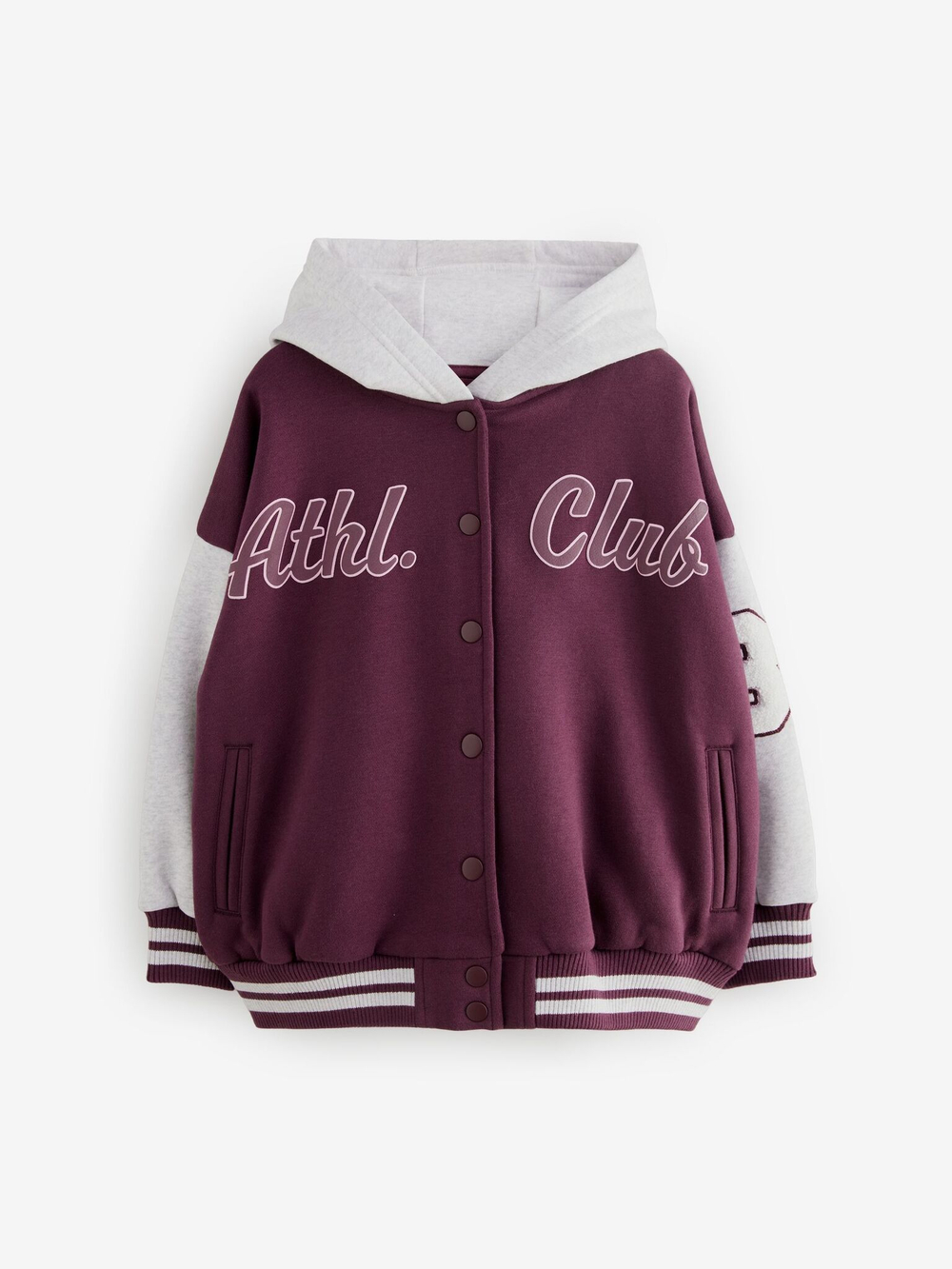 Бомбер с капюшоном для девочки Next B39-544, Бордовый, Белый
