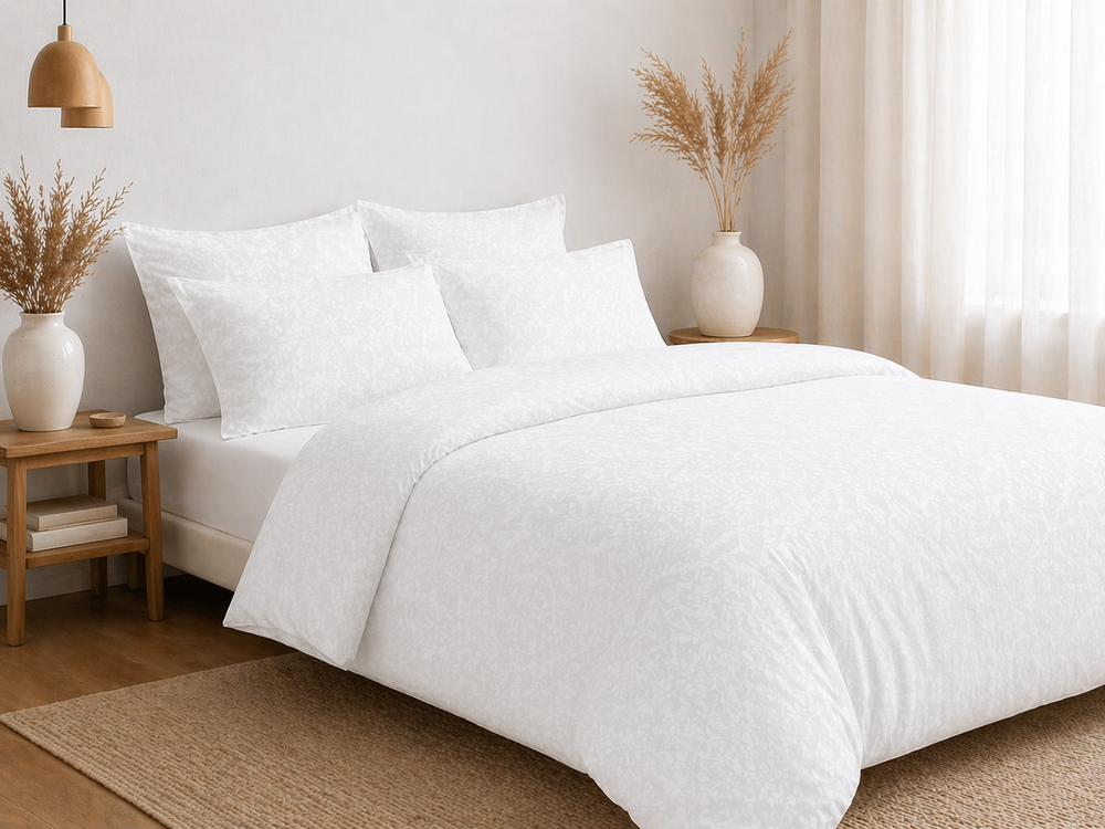 Комплект постельного белья Премиум сатин-жаккард повышенная плотность, белый