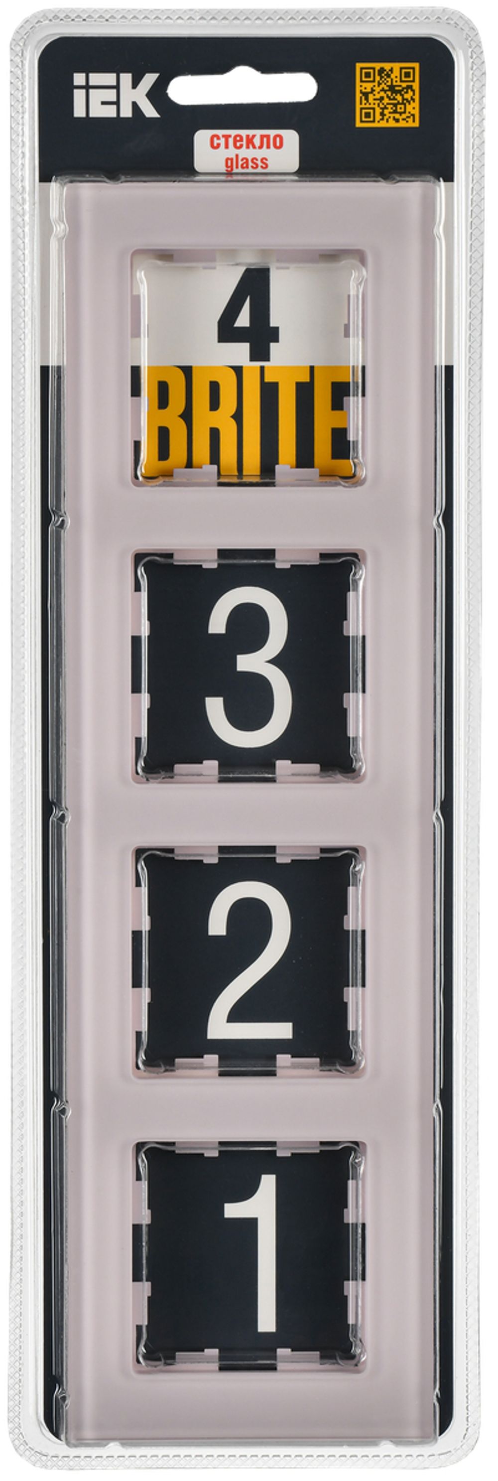 BRITE Рамка 4-местная РУ-4-2-Бр стекло розовый матовый IEK