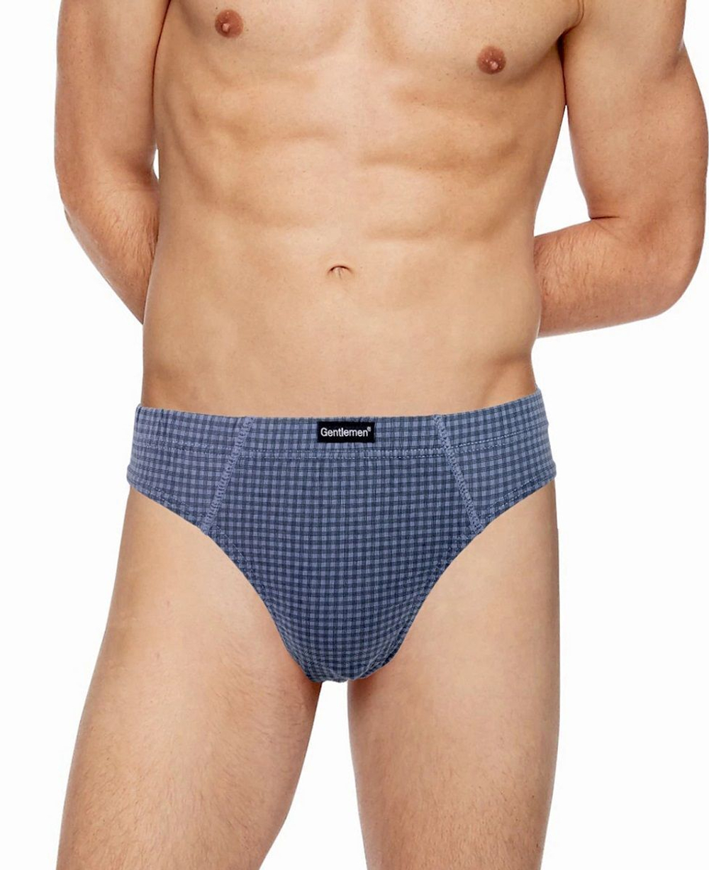 Набор из 2 мужских трусов-слипов в мелкую клетку (Размер: XL) (Цвет: серый с синим)