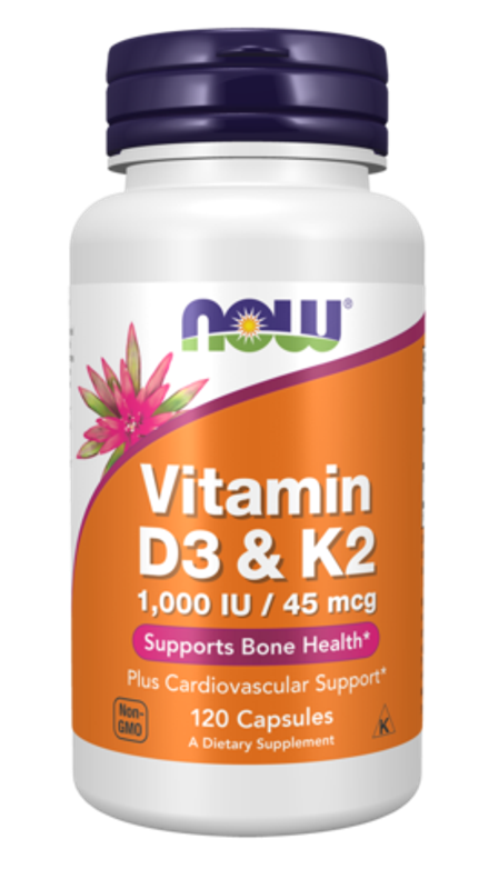 БАДVitamin D-3 & K-2 1000 IU/45 MCG 120 vcaps (NOW)